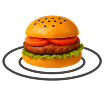 Bir tabakta servis edilen hamburgerin, minimalist çizgi stiliyle tasarlanmış basit bir illüstrasyonu.